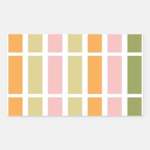 Orange Pink Gold and Green Stripes Rectangular Sticker