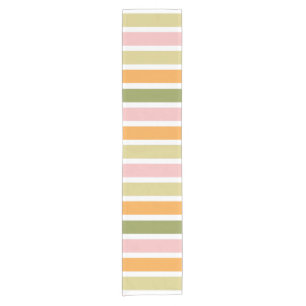 Orange Pink Gold and Green Stripes Short Table Runner