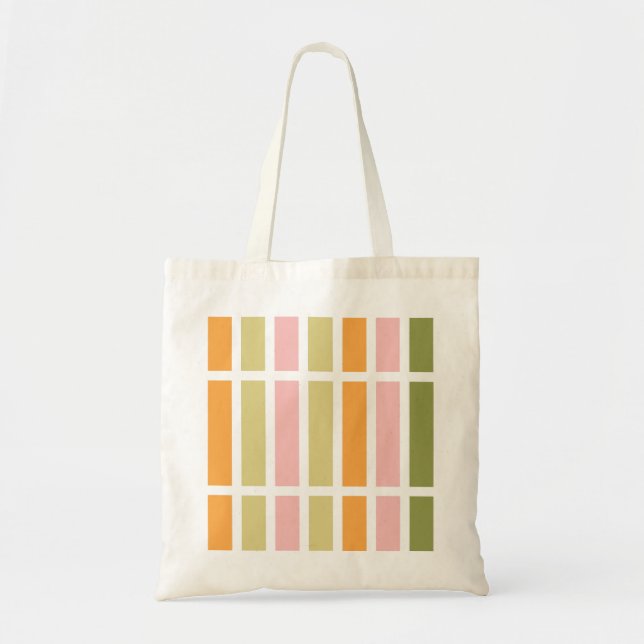 Orange Pink Gold and Green Stripes Tote Bag (Front)