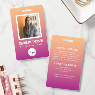 Orange Pink Gradient Employee Badge