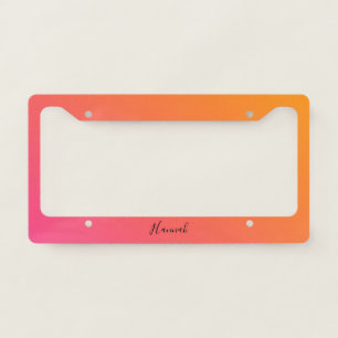 Orange Pink Gradient Personalized License Plate Frame