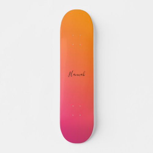 Orange Pink Gradient Personalized Skateboard