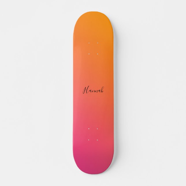 Orange Pink Gradient Personalized Skateboard (Front)