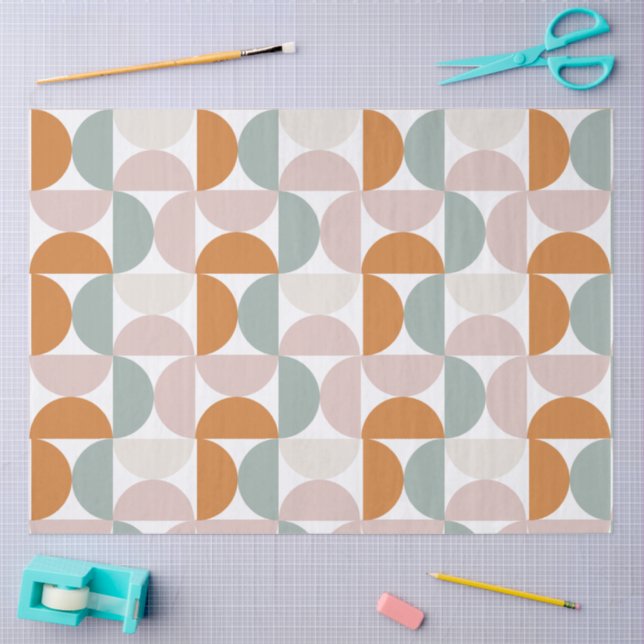 Orange Pink Green Modern Geometric Decoupage Tissue Paper (Craft)