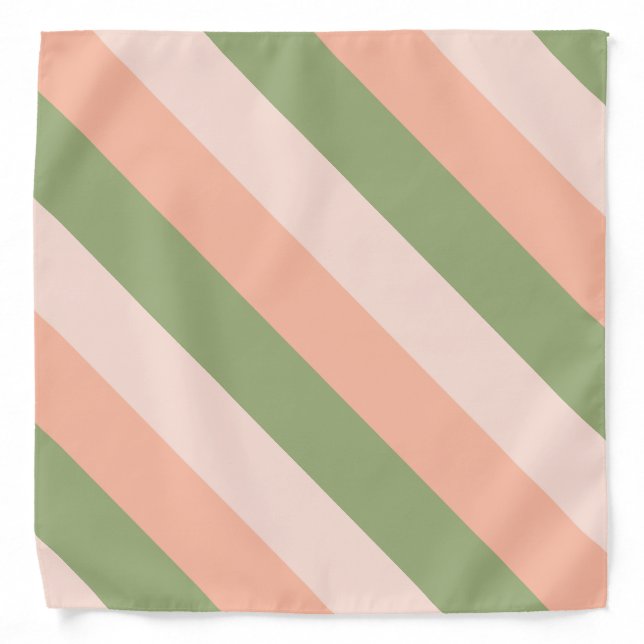 Orange Pink Green Striped Trendy Template Elegant Bandana (Front)