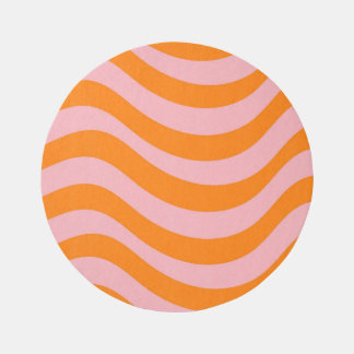 Orange Pink Groovy Retro Pattern Rug