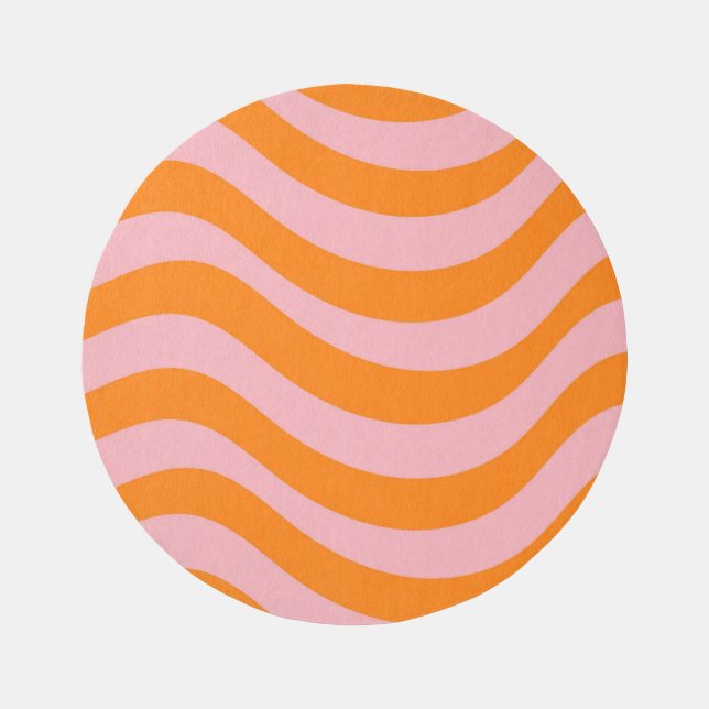 Orange Pink Groovy Retro Pattern Rug (Front)
