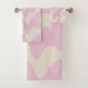 Orange Pink Groovy Stripe Minimalist Spring Summer Bath Towel Set