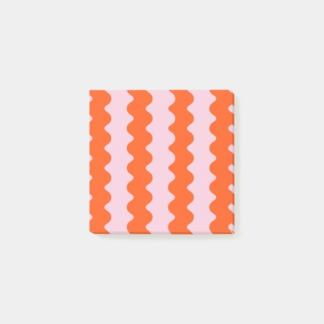 Orange Pink Groovy Stripe Modern Minimalist Spring Post-it Notes (Front)