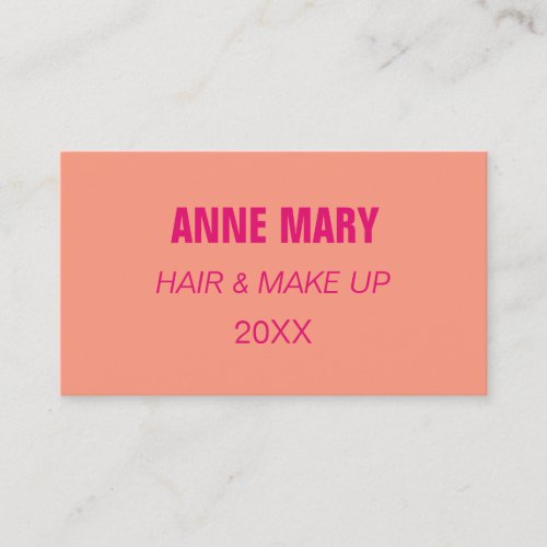 Orange Pink Hair Makeup Salon Artist Spa Custom Business Card