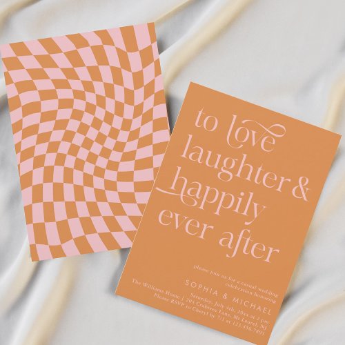 Orange  Pink Happily Ever After Casual Wedding  Invitation