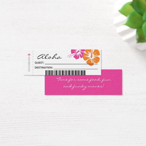 Orange Pink Hibiscus Flowers Wedding Seating Card