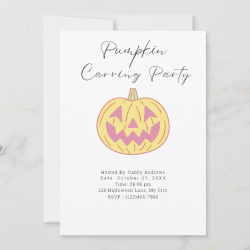 Orange Pink Jack_O Lantern Pumpkin Carving Party Invitation