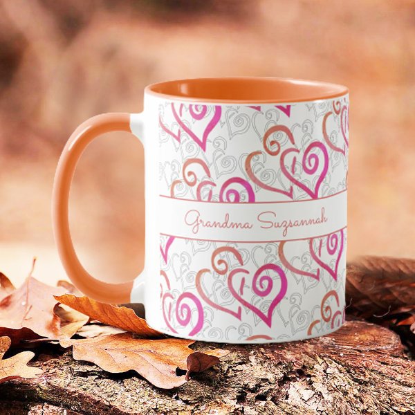 Orange Pink Linked Heart Artwork Custom