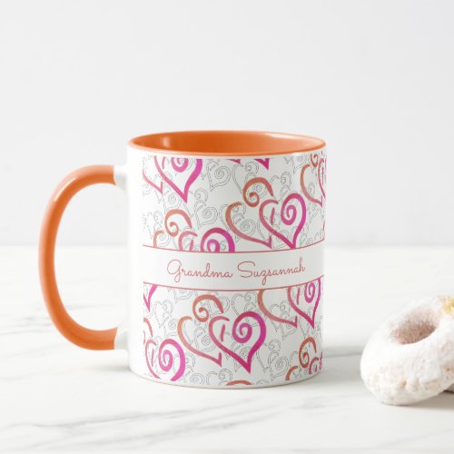 Orange Pink Linked Heart Artwork Custom