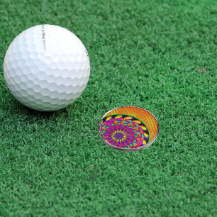 Orange & Pink Mandala Golf Ball Marker