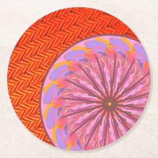 Orange & Pink Mandala Paper Coaster