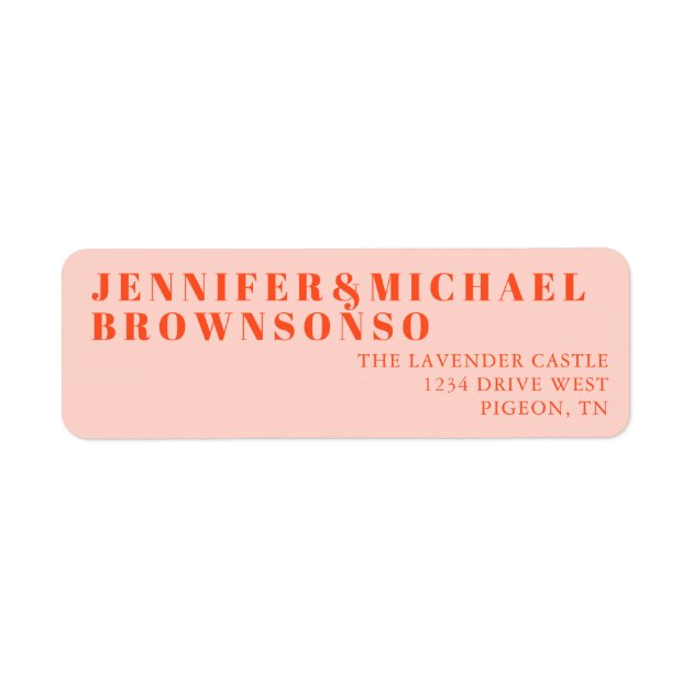 Orange Pink Minimalistic Wedding Label