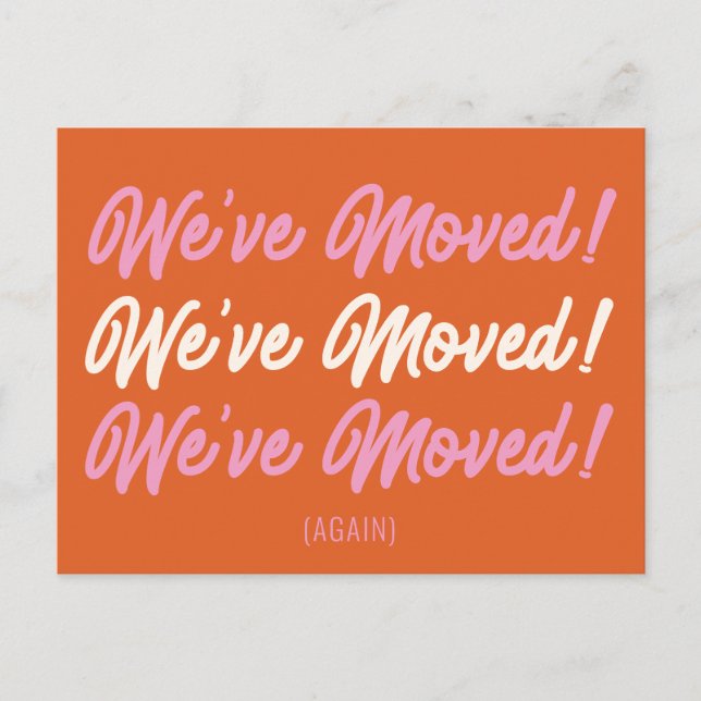 Orange Pink Mod We've Moved Moving Announcement  Postcard (Front)