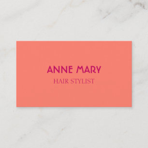Orange Pink Modern Bold Hair Stylist Salon Minimal Business Card