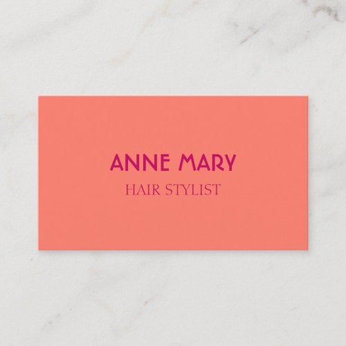 Orange Pink Modern Bold Hair Stylist Salon Minimal Business Card