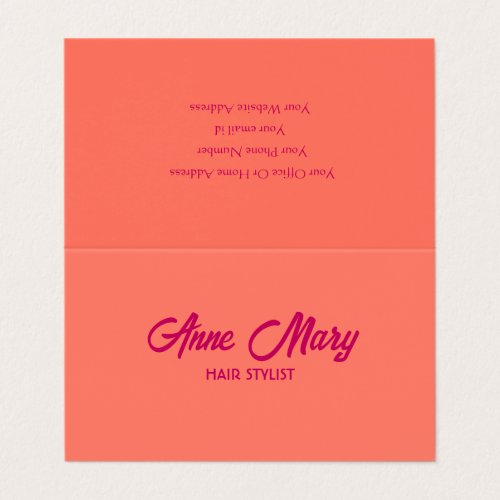 Orange Pink Modern Bold Script Salon Hair Stylist Business Card