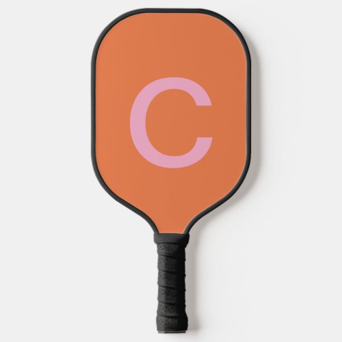 Orange Pink Monogram Initial Custom Color Modern Pickleball Paddle