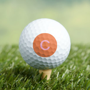 Orange Pink Monogram Initial Modern Custom Color Golf Balls