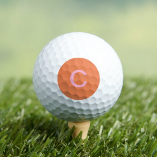 Orange Pink Monogram Initial Modern Custom Color  Golf Balls