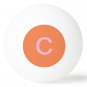 Orange Pink Monogram Initial Modern Custom Color  Ping Pong Ball
