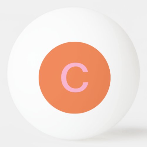 Orange Pink Monogram Initial Modern Custom Color  Ping Pong Ball