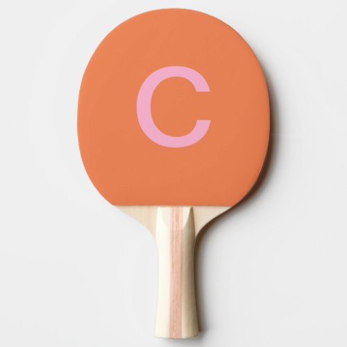 Orange Pink Monogram Initial Modern Custom Color  Ping Pong Paddle