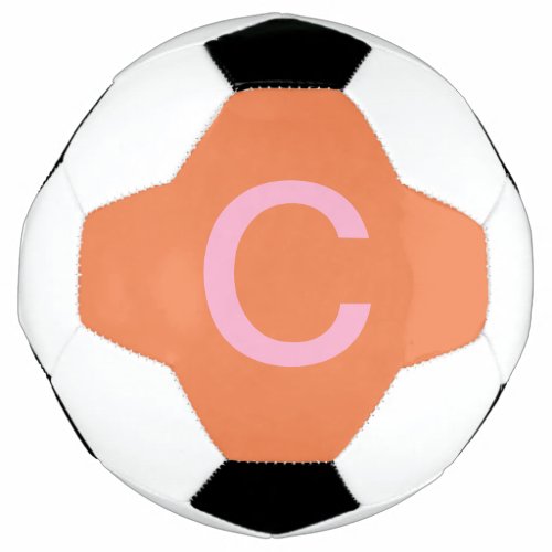 Orange Pink Monogram Initial Modern Custom Color  Soccer Ball