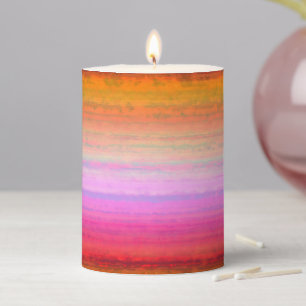 Orange Pink Ombre Pillar Candle