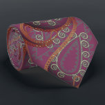 Orange Pink Paisley Peacock Colors Wedding Tie<br><div class="desc">Pink and Coral Orange Yellow and Gray Mehndi Indian Paisley Peacock Wedding Party Tie For the Guys.  Father of Bride,  Father of Groom,  Groomsman,  Best Man and Groom.</div>