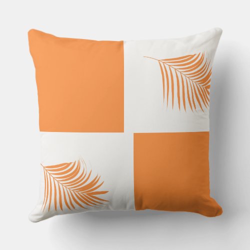 Orange Pink Palm Tree Custom Color Tropical Art Outdoor Pillow