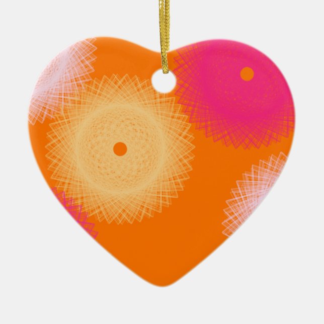 orange & pink pop color ceramic ornament (Front)
