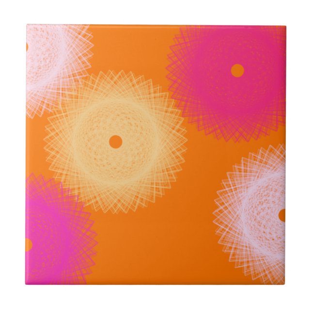 orange & pink pop color ceramic tile (Front)