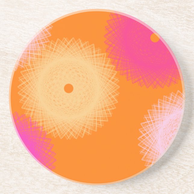 orange & pink pop color drink coaster (Front)