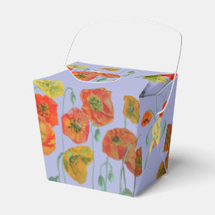 Orange Pink Poppy Floral Birthday Cake Favor Box