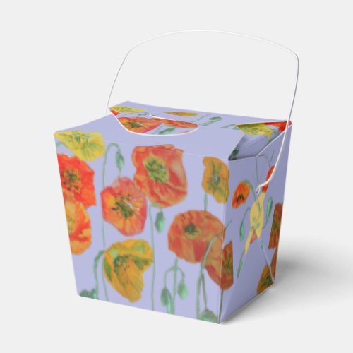 Orange Pink Poppy Floral Birthday Cake Favor Box