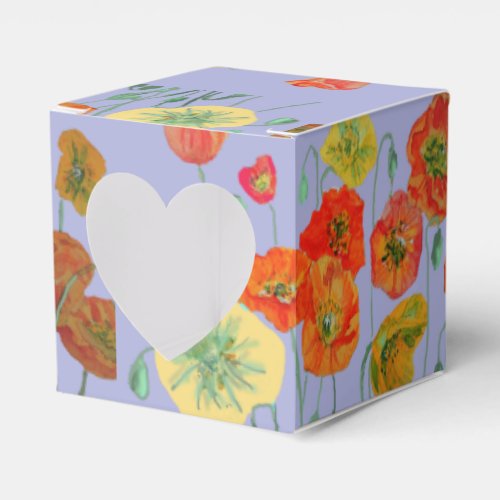 Orange Pink Poppy Floral Birthday Cake Favor Box