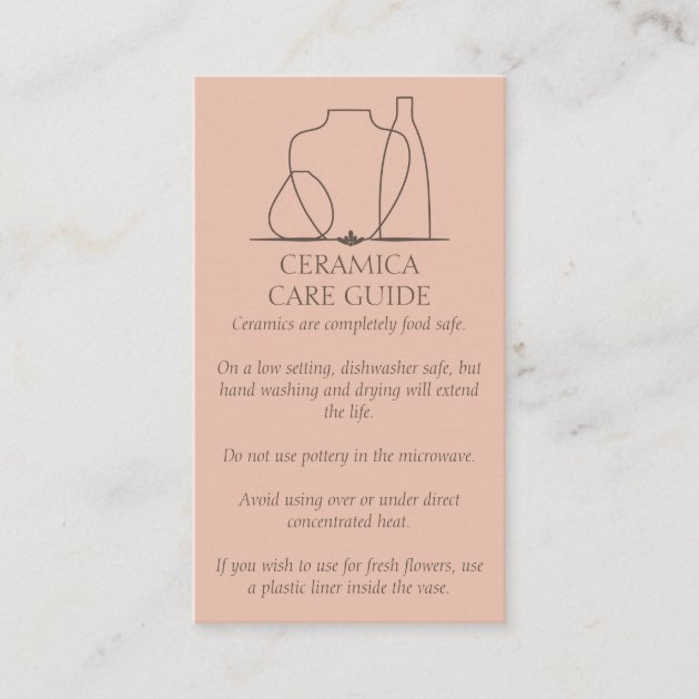 Orange Pink Pottery Vase Ceramic Care Business Card