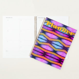 Orange, pink, purple and blue Chevron Planner