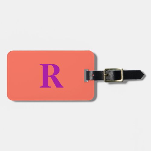 Orange Pink Purple Colorful Monogram Initial Gift Luggage Tag