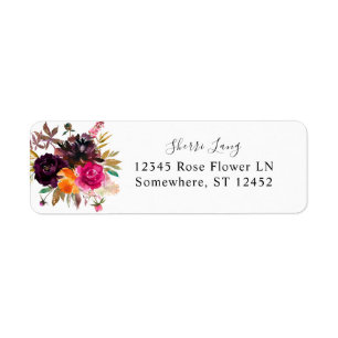 Orange, Pink, Purple Fall Floral 2 Return Address Label