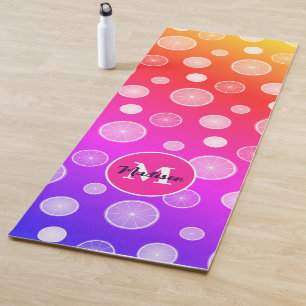 Orange pink purple fruit summer pattern Monogram Yoga Mat