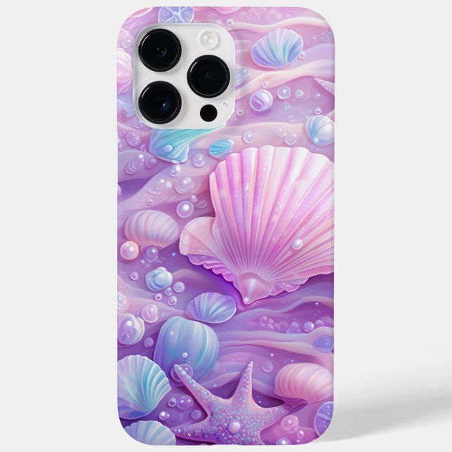 ORANGE PINK PURPLE PASTEL SEASHELLS SEAWEED Case-Mate iPhone CASE (Back)