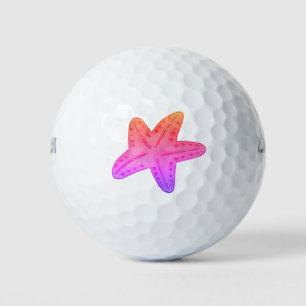 Orange Pink Purple Sea Creature Starfish Golf Balls