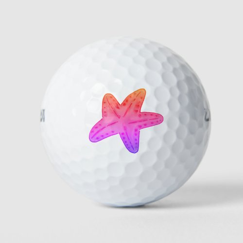 Orange Pink Purple Sea Creature Starfish Golf Balls